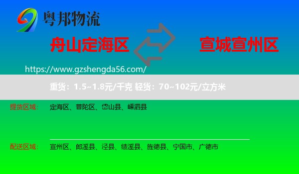 定海区到宣州区物流专线
