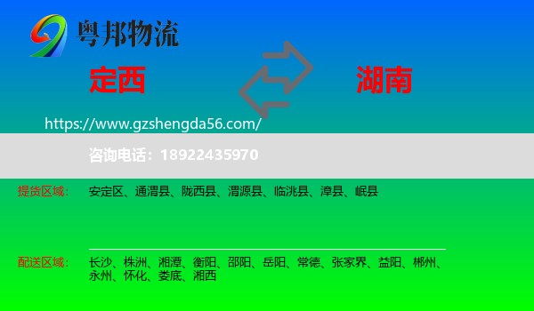 定西到湖南物流