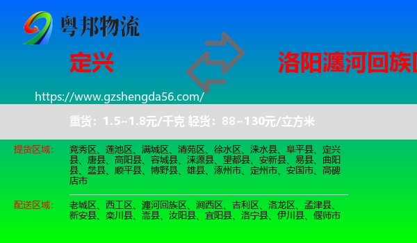定兴县到瀍河回族区物流专线