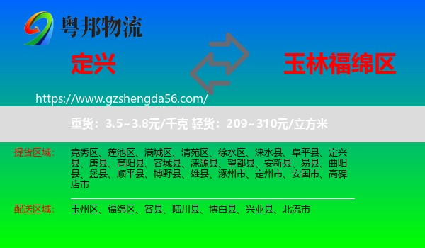 定兴县到福绵区物流专线