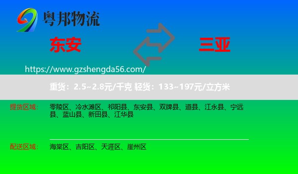 东安县到三亚物流