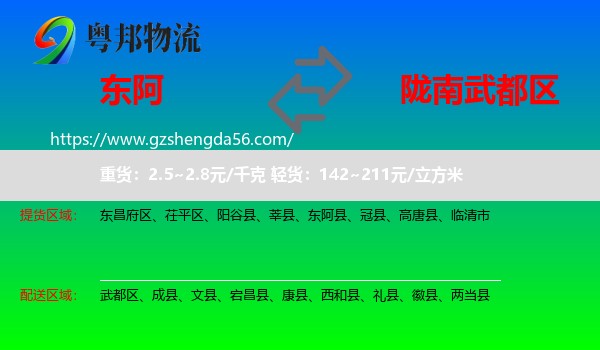 东阿县到武都区物流专线