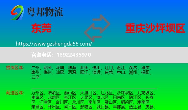东莞到沙坪坝区物流专线