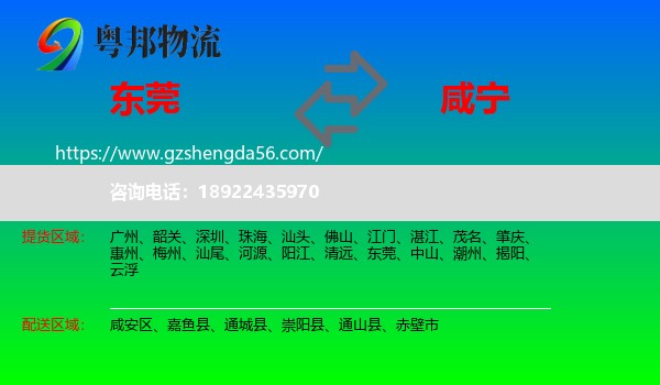 东莞到咸宁物流专线