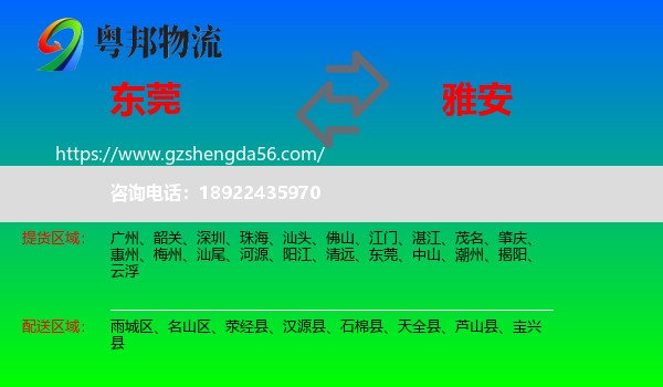 东莞到雅安物流专线