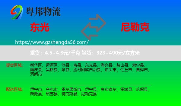 东光县到尼勒克县物流专线