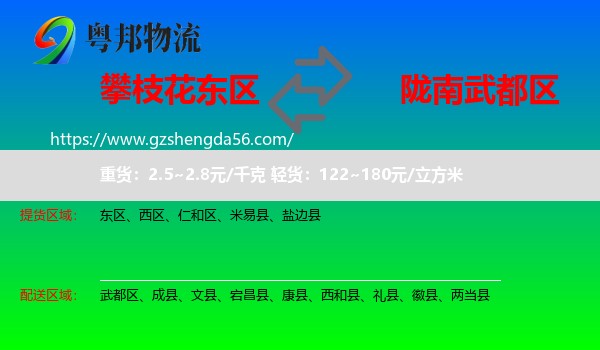 东区到武都区物流专线