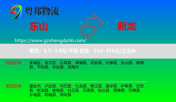 东山县到新龙县物流专线