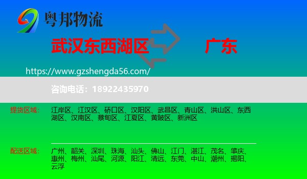 东西湖区到广东物流专线