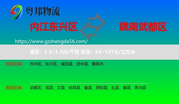 东兴区到武都区物流专线