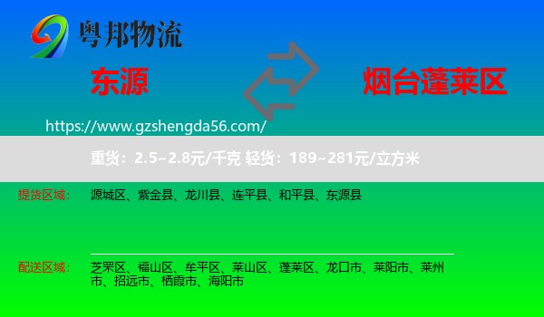 东源县到蓬莱区物流专线