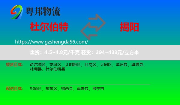 杜尔伯特县到揭阳物流