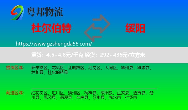 杜尔伯特县到绥阳县物流专线