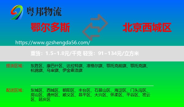 鄂尔多斯到西城区物流专线