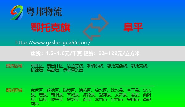 鄂托克旗到阜平县物流专线