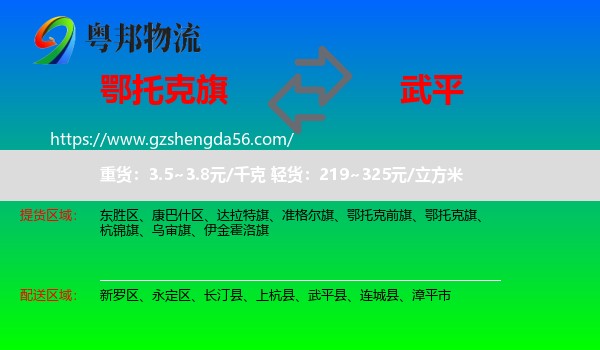 鄂托克旗到武平县物流专线