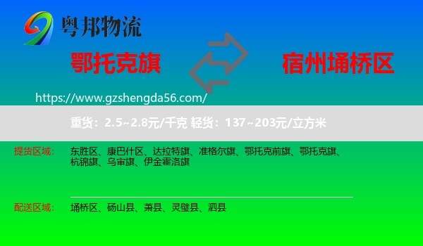 鄂托克旗到埇桥区物流专线