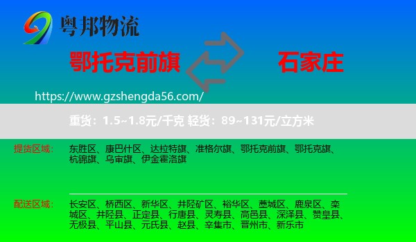 鄂托克前旗到石家庄专线