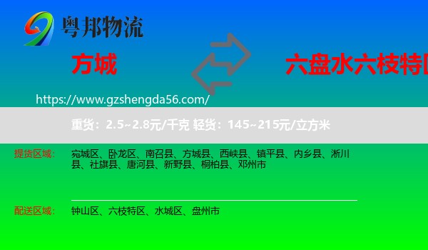 方城县到六枝特区物流专线