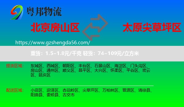 房山区到尖草坪区物流专线