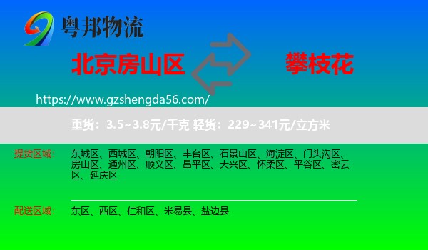 房山区到攀枝花物流