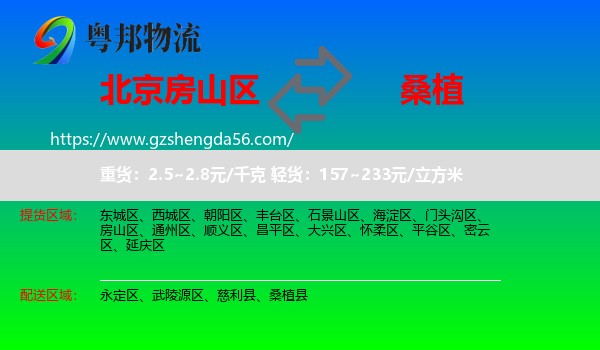 房山区到桑植县物流专线