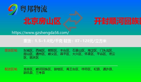 房山区到顺河回族区物流专线