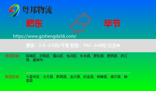 肥东县到毕节物流专线