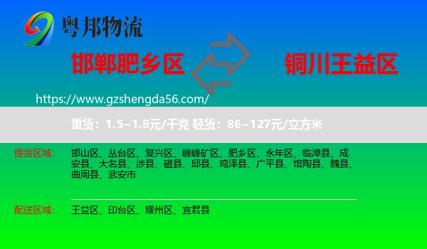 肥乡区到王益区物流专线
