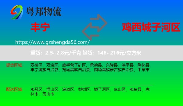 丰宁满族自治县到城子河区物流专线