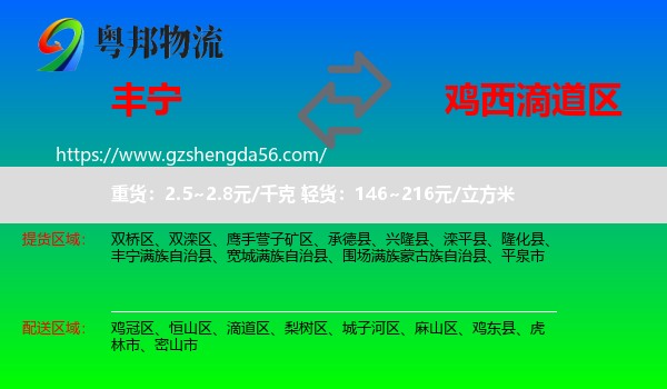丰宁满族自治县到滴道区物流专线