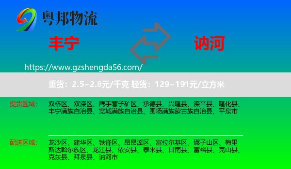 丰宁满族自治县到讷河市物流专线