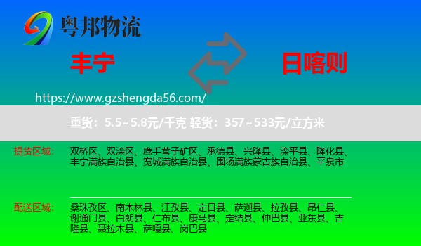 丰宁满族自治县到日喀则物流专线