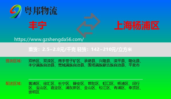 丰宁满族自治县到杨浦区物流专线