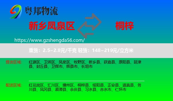凤泉区到桐梓县物流专线