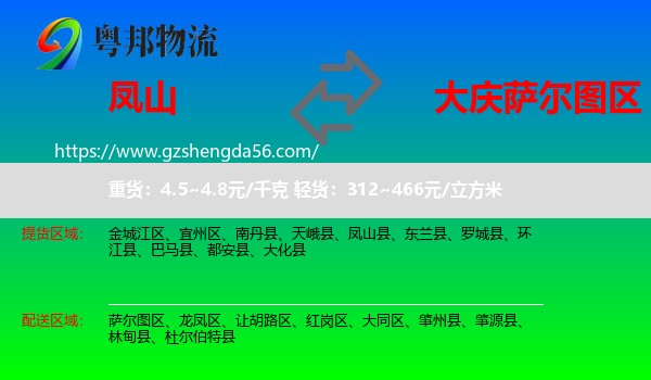 凤山县到萨尔图区物流专线