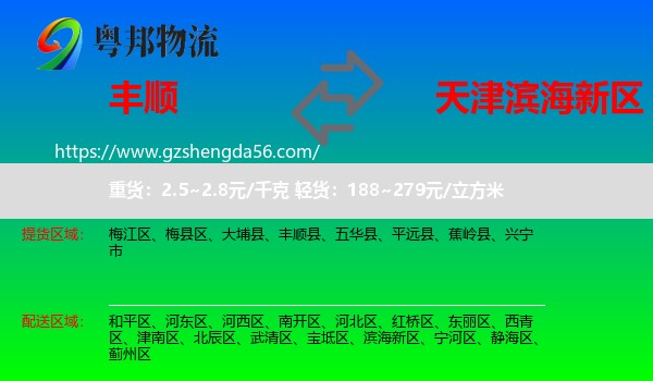 丰顺县到滨海新区物流专线