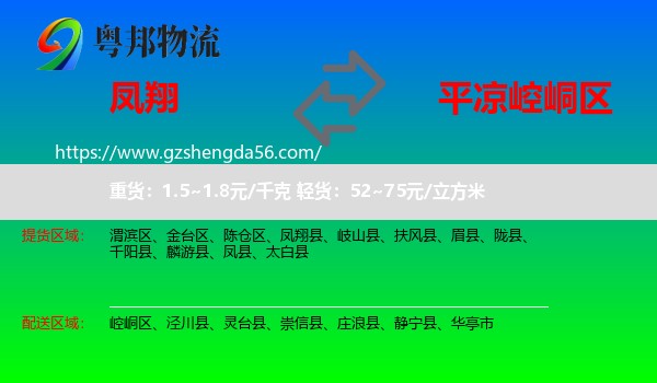 凤翔县到崆峒区物流专线