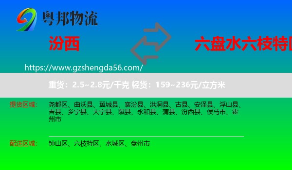 汾西县到六枝特区物流专线