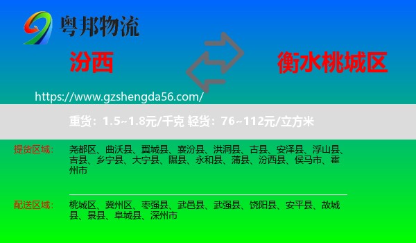 汾西县到桃城区物流专线