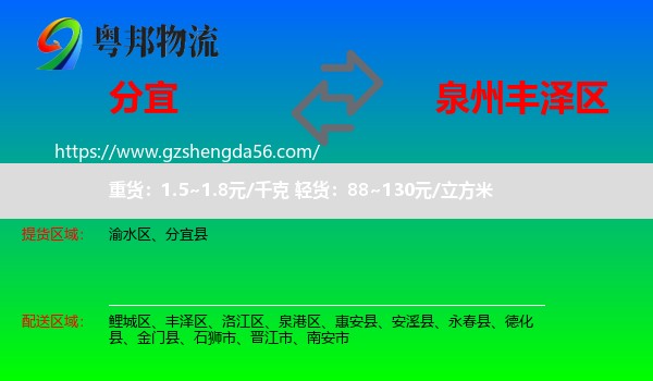 分宜县到丰泽区物流专线