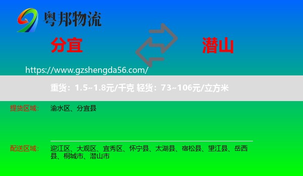 分宜县到潜山市物流专线