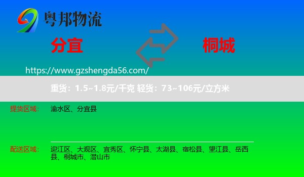 分宜县到桐城市物流专线
