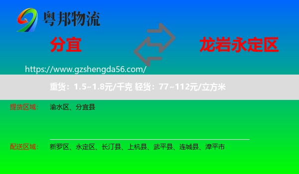 分宜县到永定区物流专线