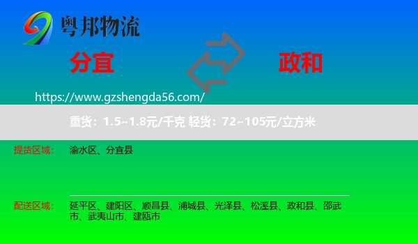 分宜县到政和县物流专线