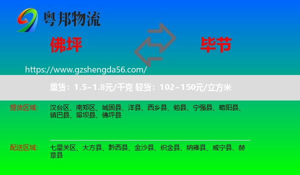 佛坪县到毕节物流