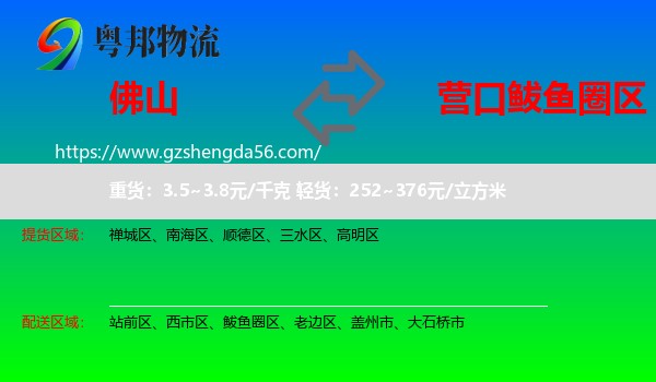 佛山到鲅鱼圈区物流专线
