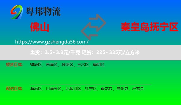 佛山到抚宁区物流专线