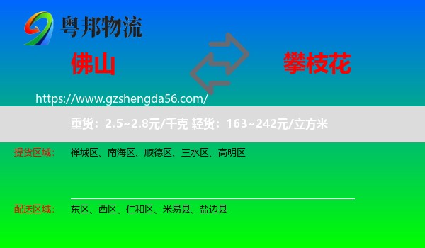 佛山到攀枝花物流