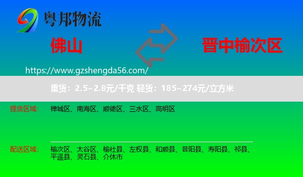 佛山到榆次区物流专线
